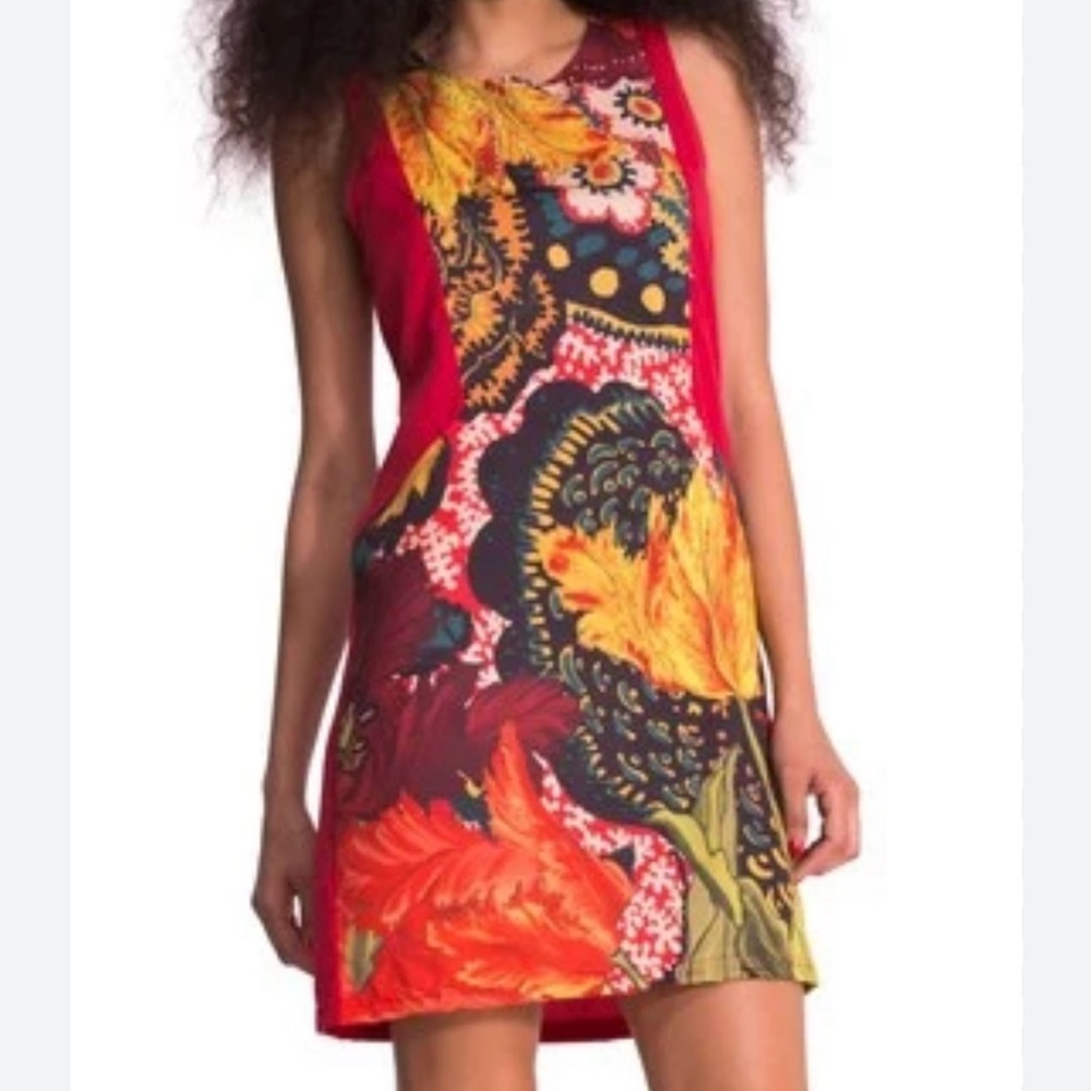 Designal Red Multicolor Lined Sleeveless Embellished Short Sheath Dress 38